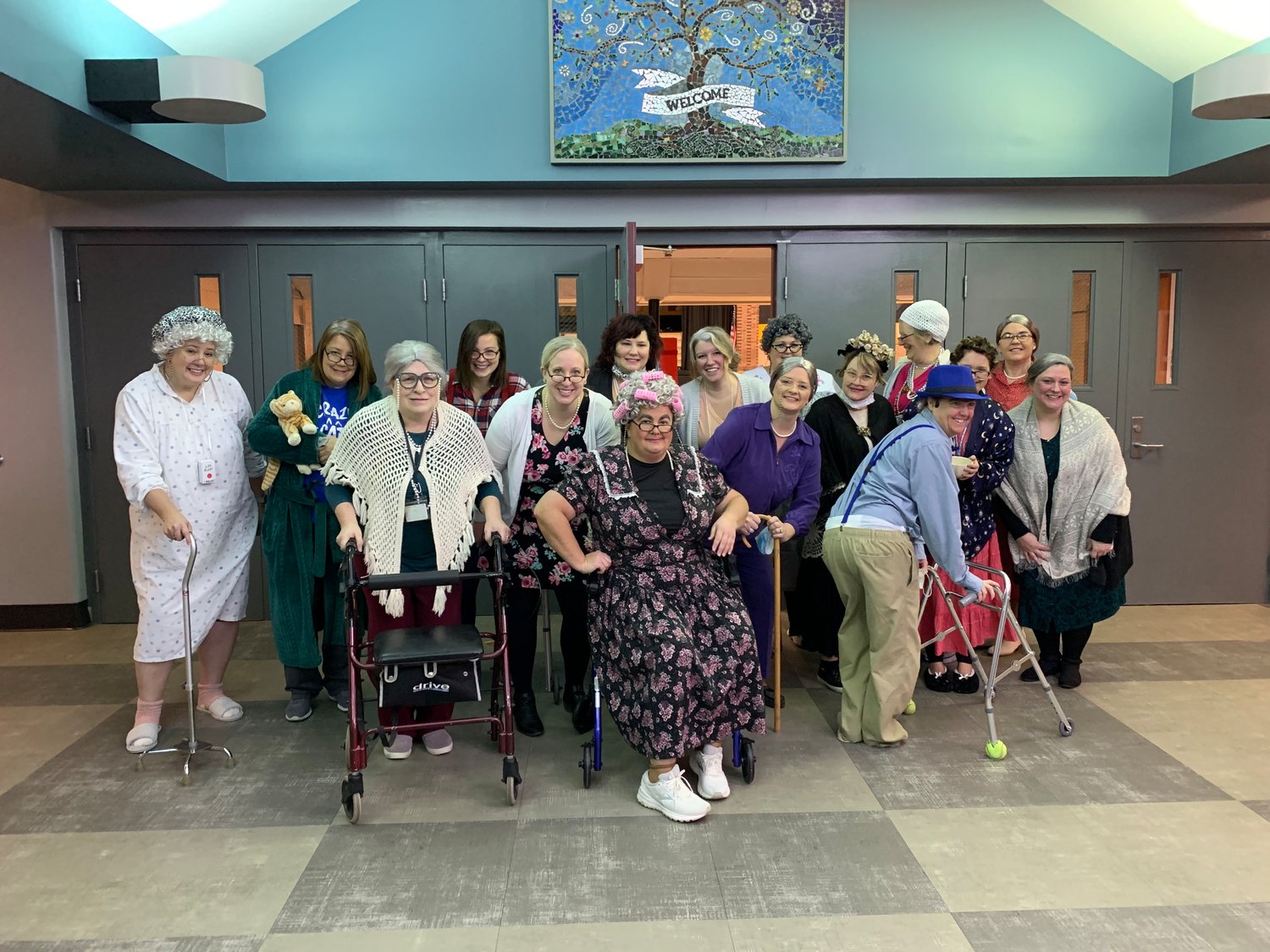 New Market Elementary teachers dressed as 100-year-olds to celebrate the 100th day of in-person school Thursday.
